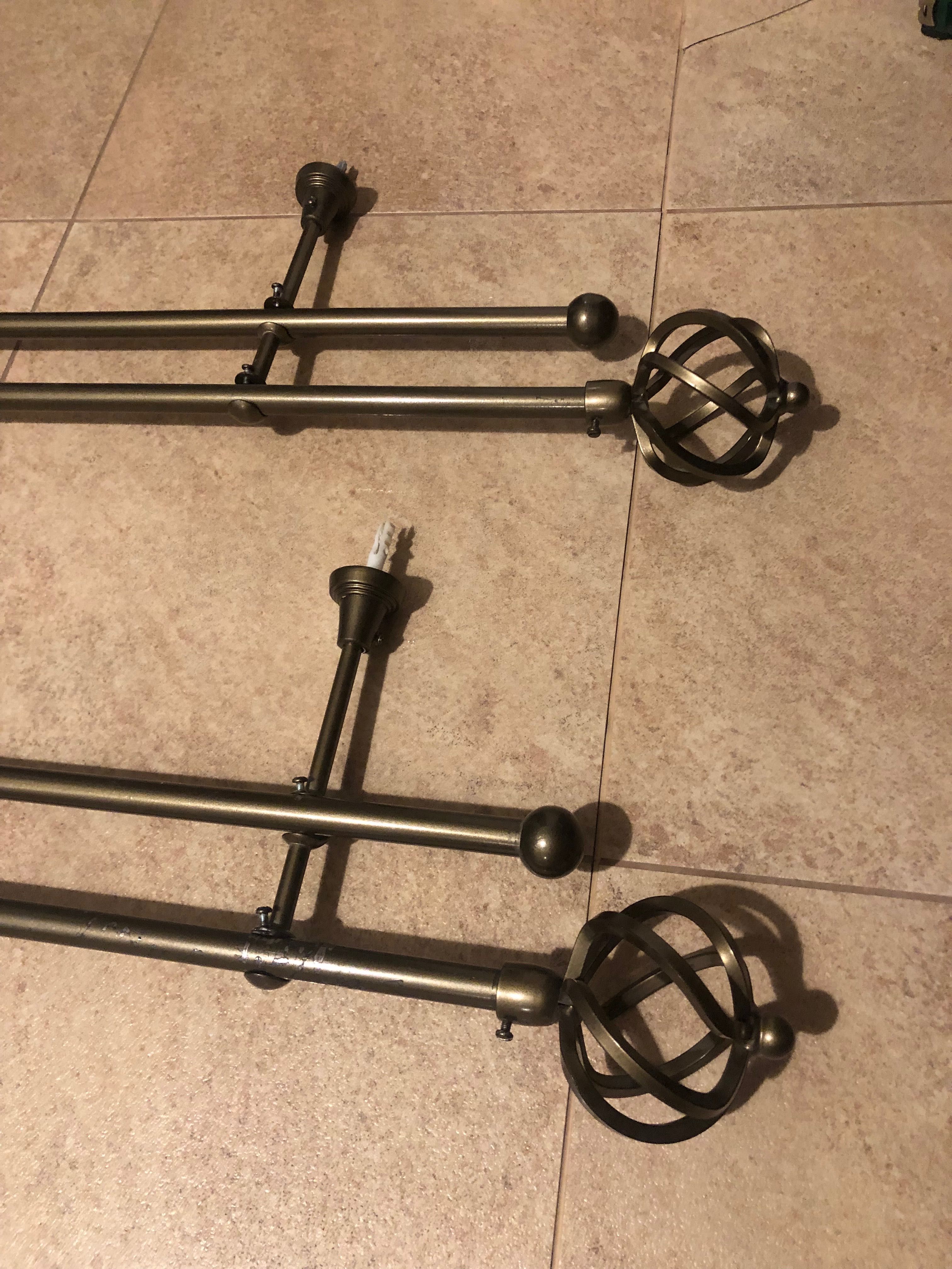 Karnisze ścienne podwójne metalowe 200 cm,  220 cm - drewniany