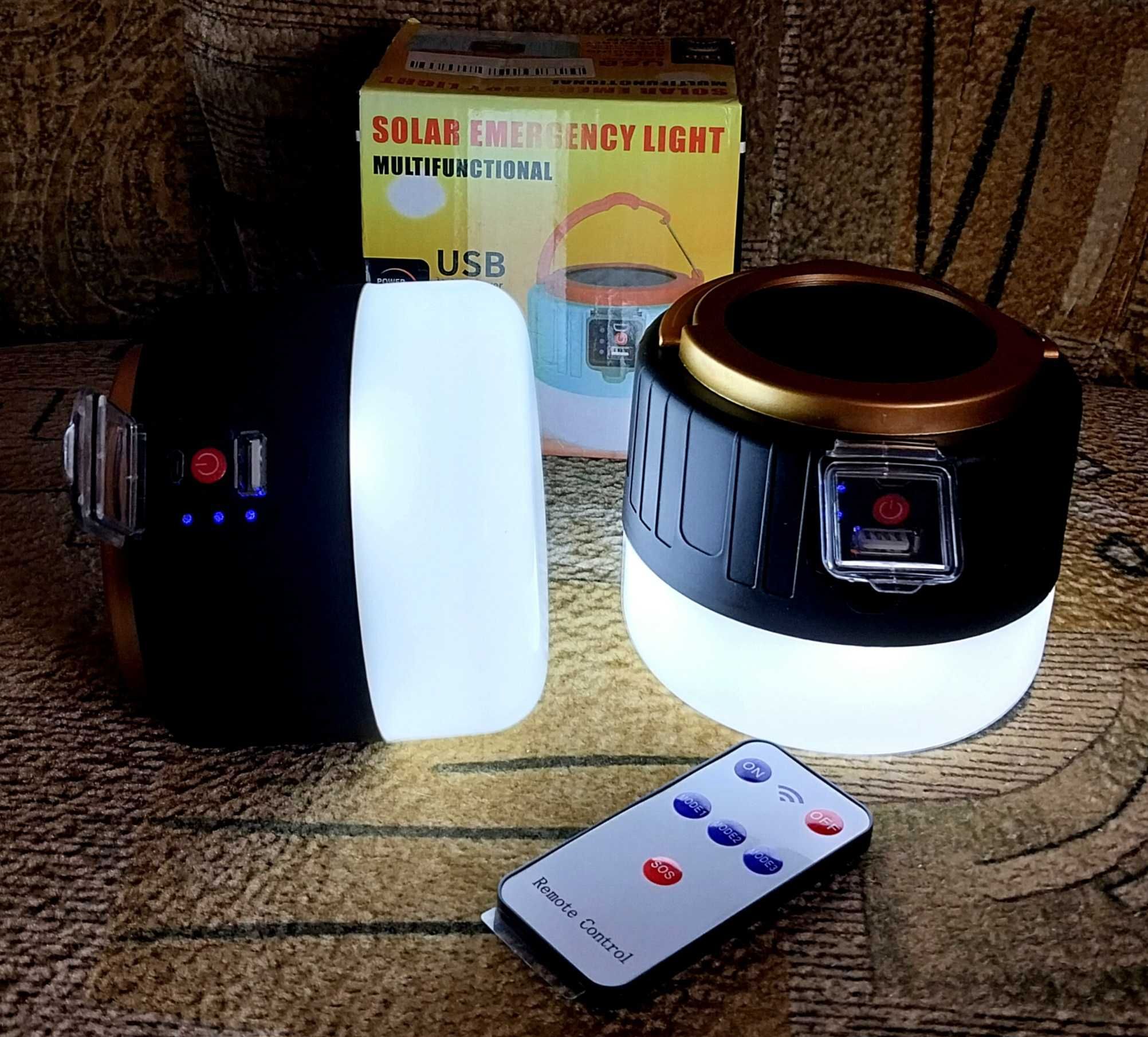Лампа LED з акумулятором + сонячна панель.