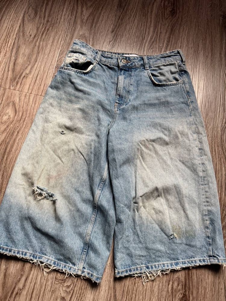 шорти bershka sk8, длині шорти бегги сині шорти