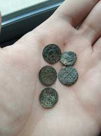 Lote 5 moedas espanholas séc XVII/XVIII
