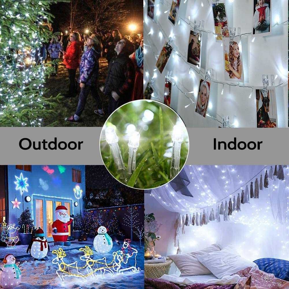 Luzes brancas de árvore de Natal, 20 m, 200 LED, c/ controlo remoto