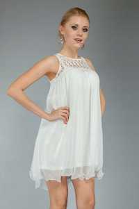Sukienka Zwiewna Letnia Mini Boho Biała L 40