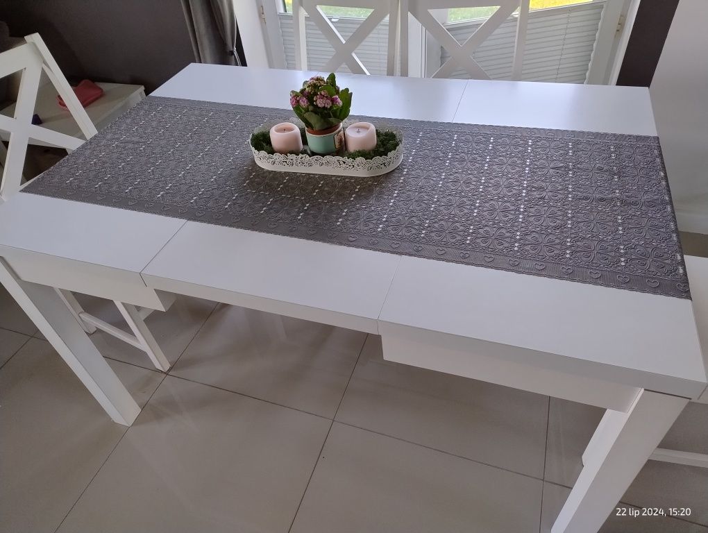 Stół rozkładany biały 90x180