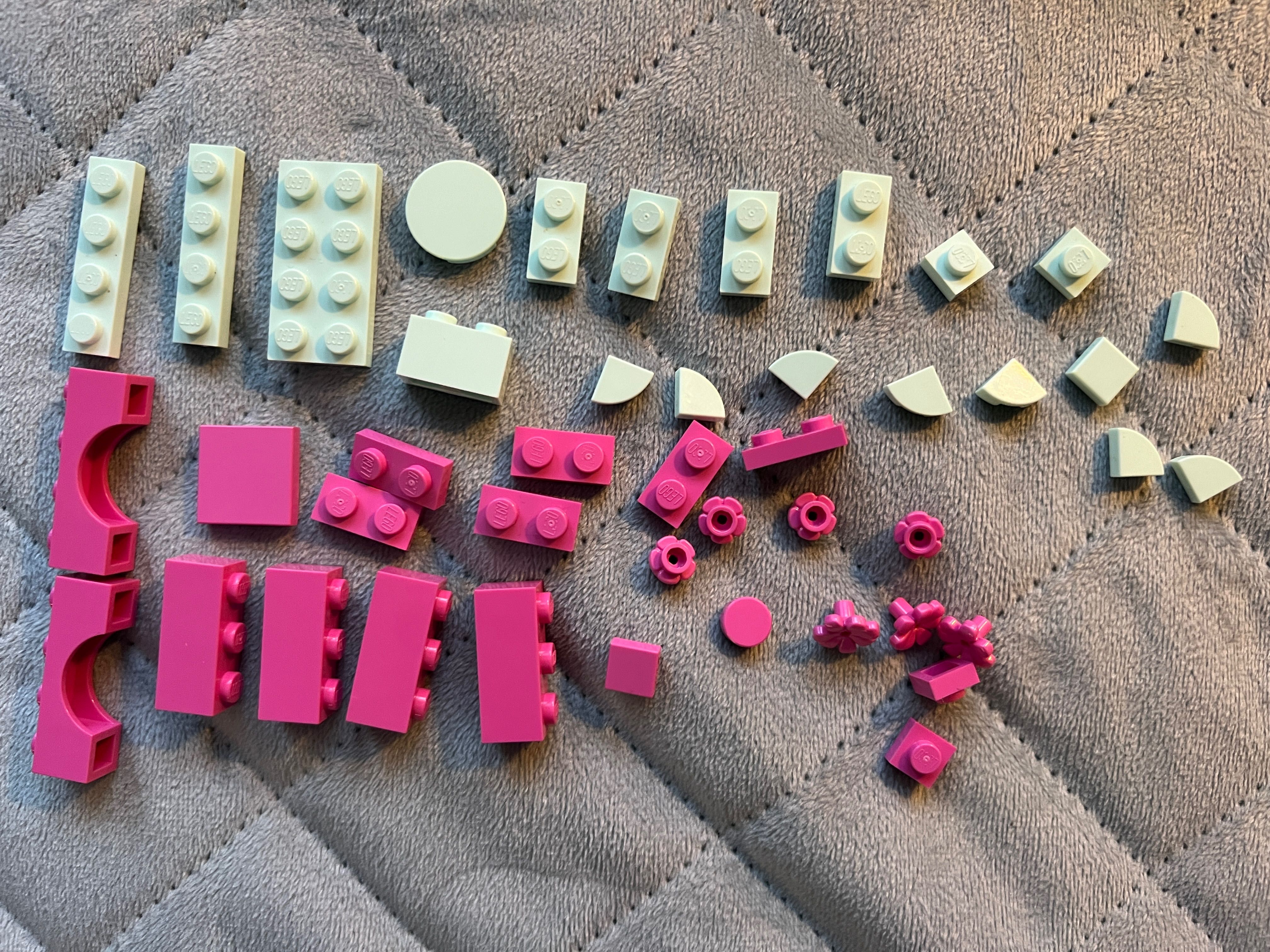 Lego Friends mix klocki złote miętowe różowe beżowe