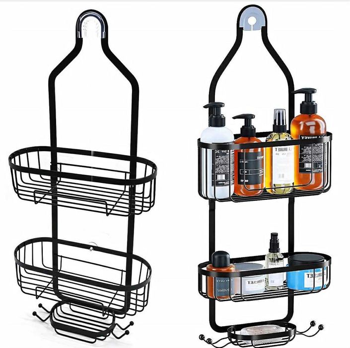 PÓŁKA ŁAZIENKOWA Wisząca Pod Prysznic Podwójna Łatwy Montaż Nowa