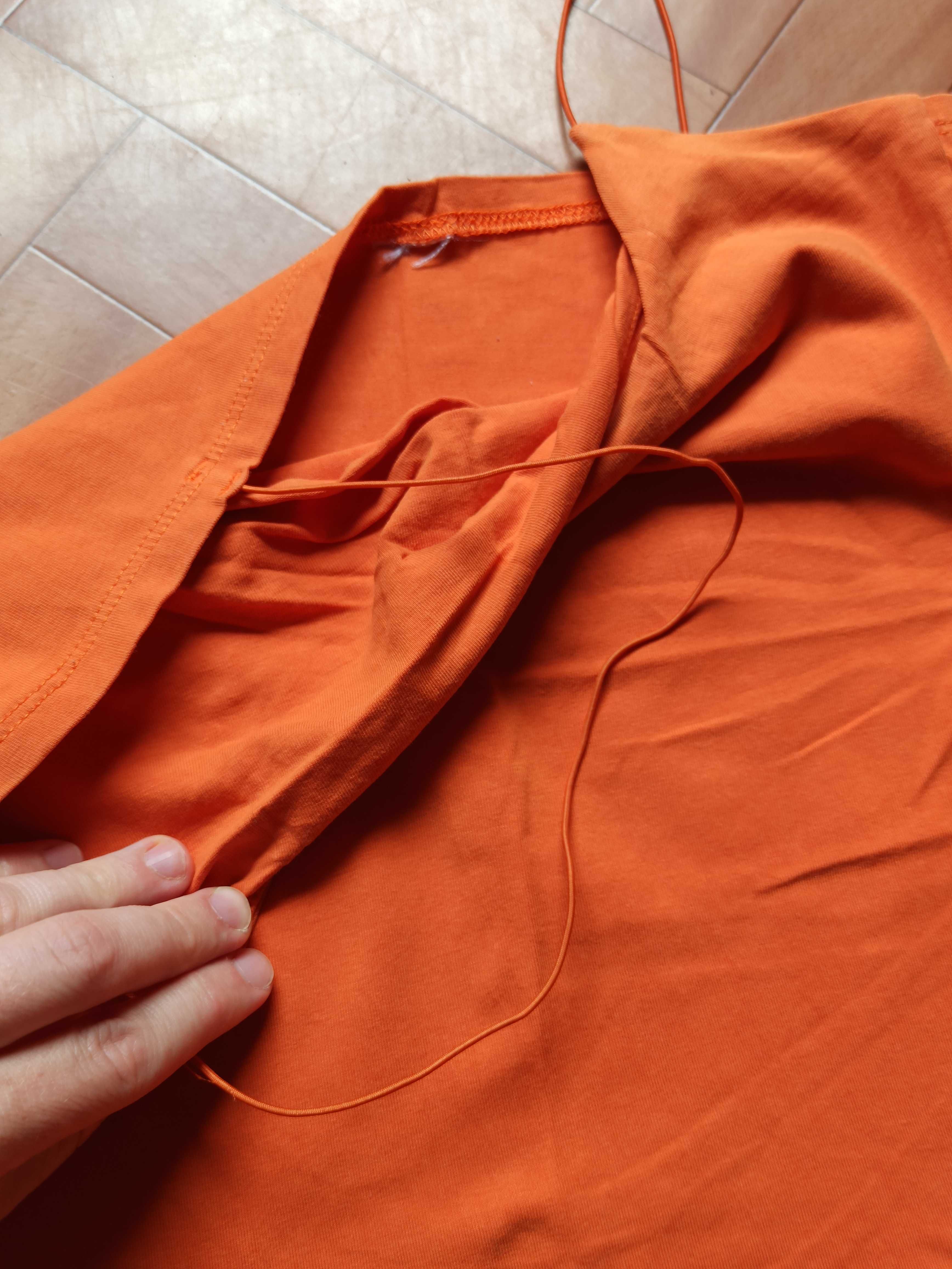 Pomarańczowy top t-shirt koszulka na szelkach rozmiar S Camaieu
