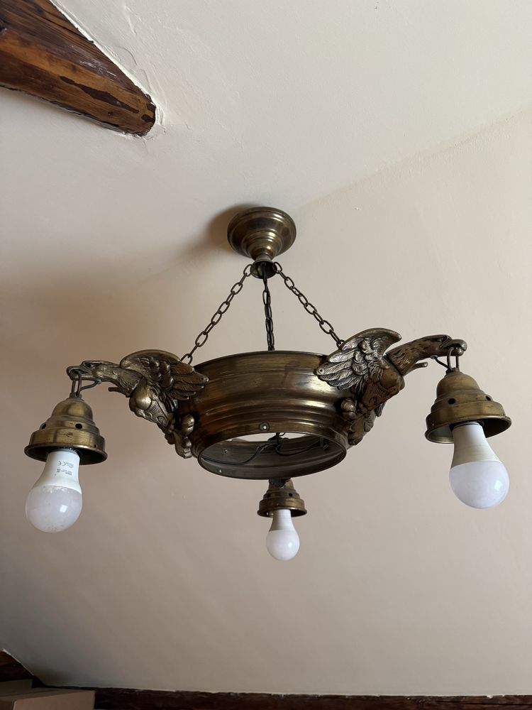Mosiężna lampa sufitowa żyrandol orzeł
