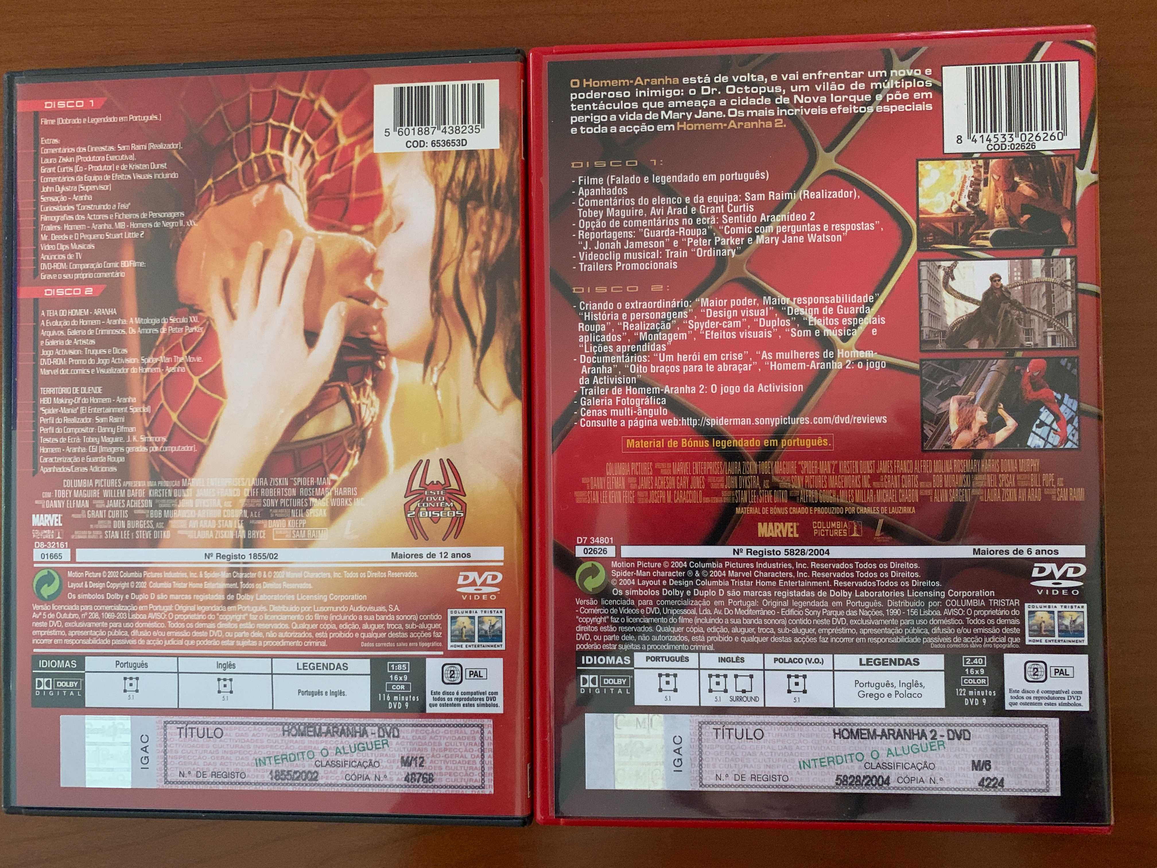 DVD's Homem Aranha 1 e 2