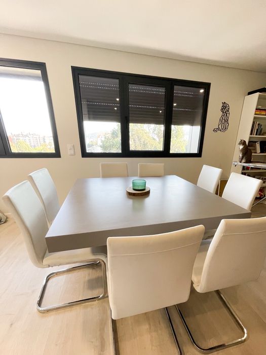 Mesa lacada Cinza | OFERTA de 8 cadeiras