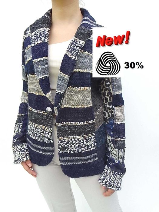 Wełniana marynarka żakiet vintage  lekka kurtka 30% wool wełna L XL