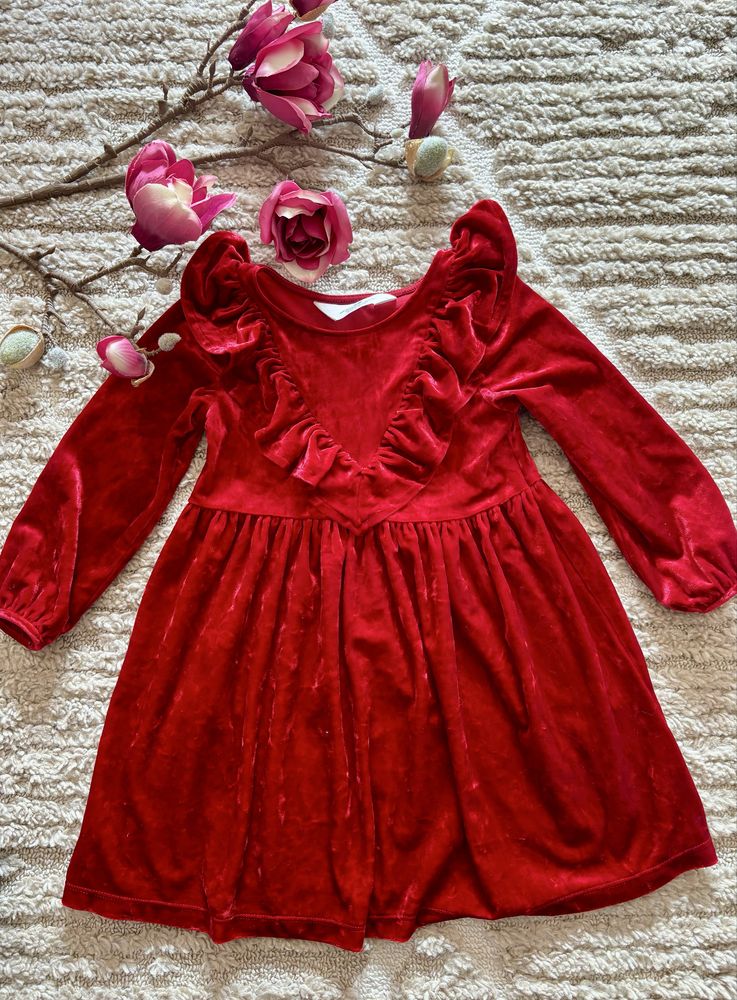 Śliczna czerwona sukienka welurowa H&M r. 98/104
