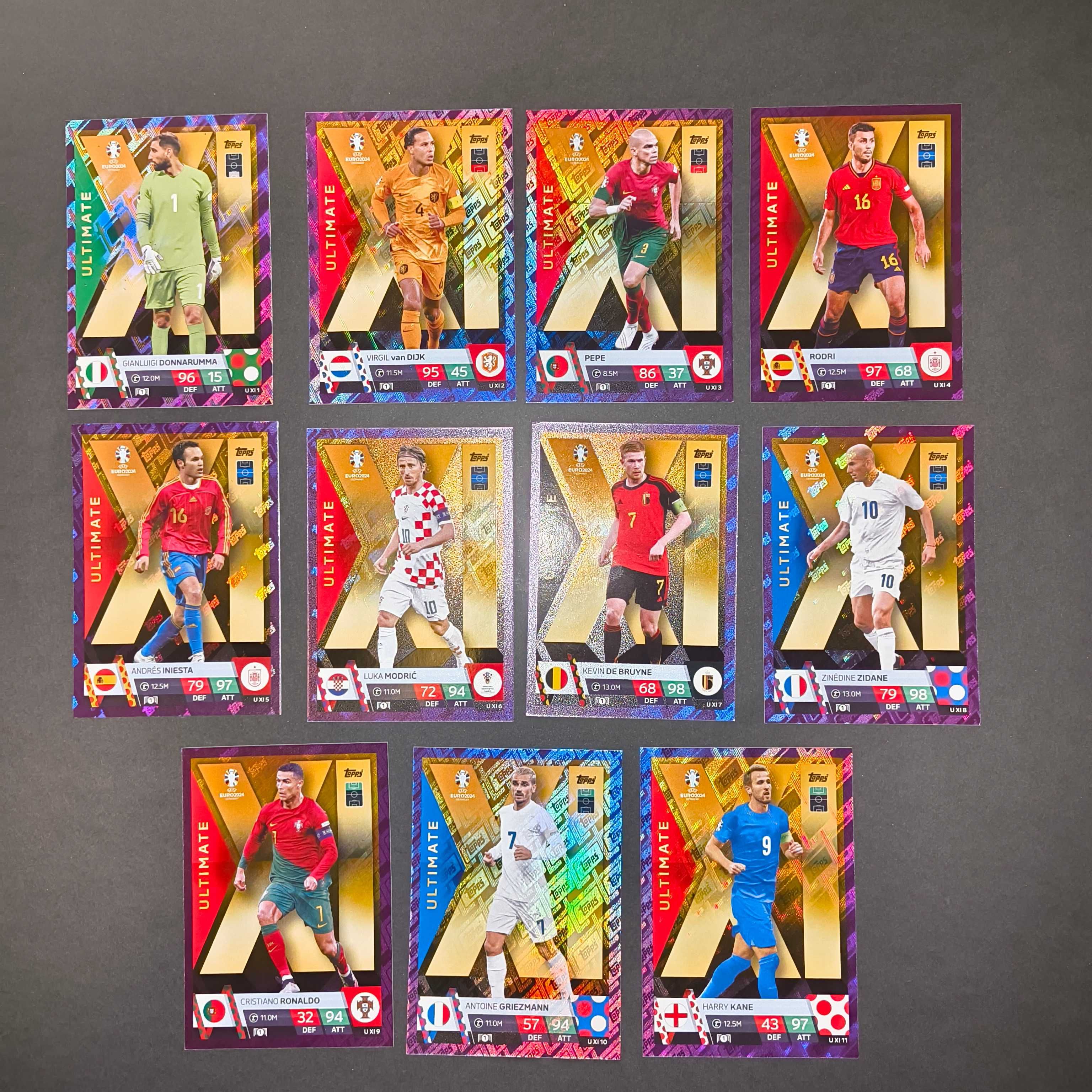 Set Ultimate XI Paralelas Purple Topps Euro 2024