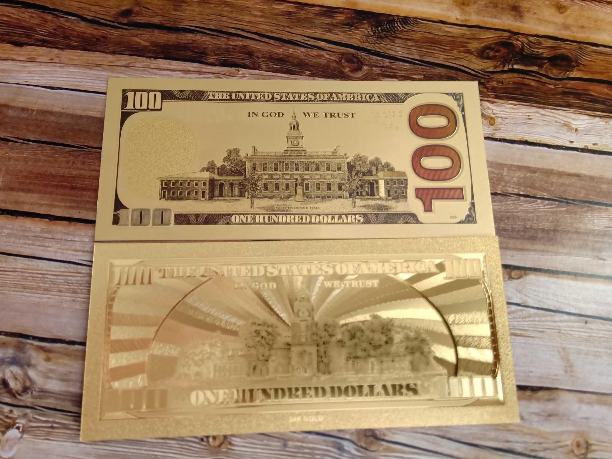 100 Dolarów (złote) - zestaw 2 banknotów. Super.