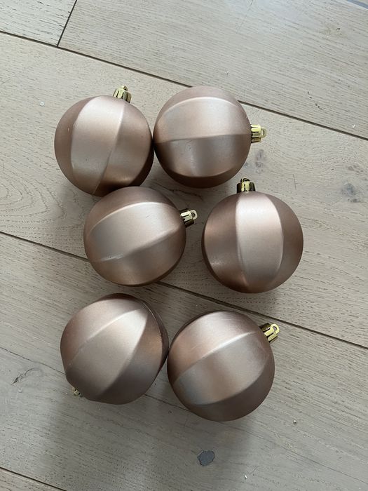 Zestaw 6szt bombka 8cm plastik róż pink rose gold