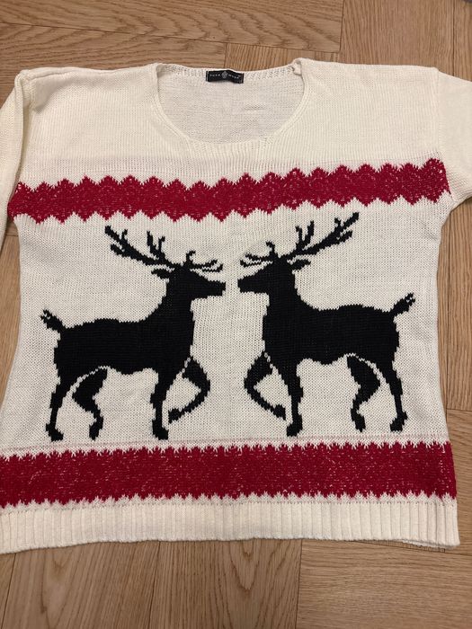 Świąteczny sweter damski renifery L