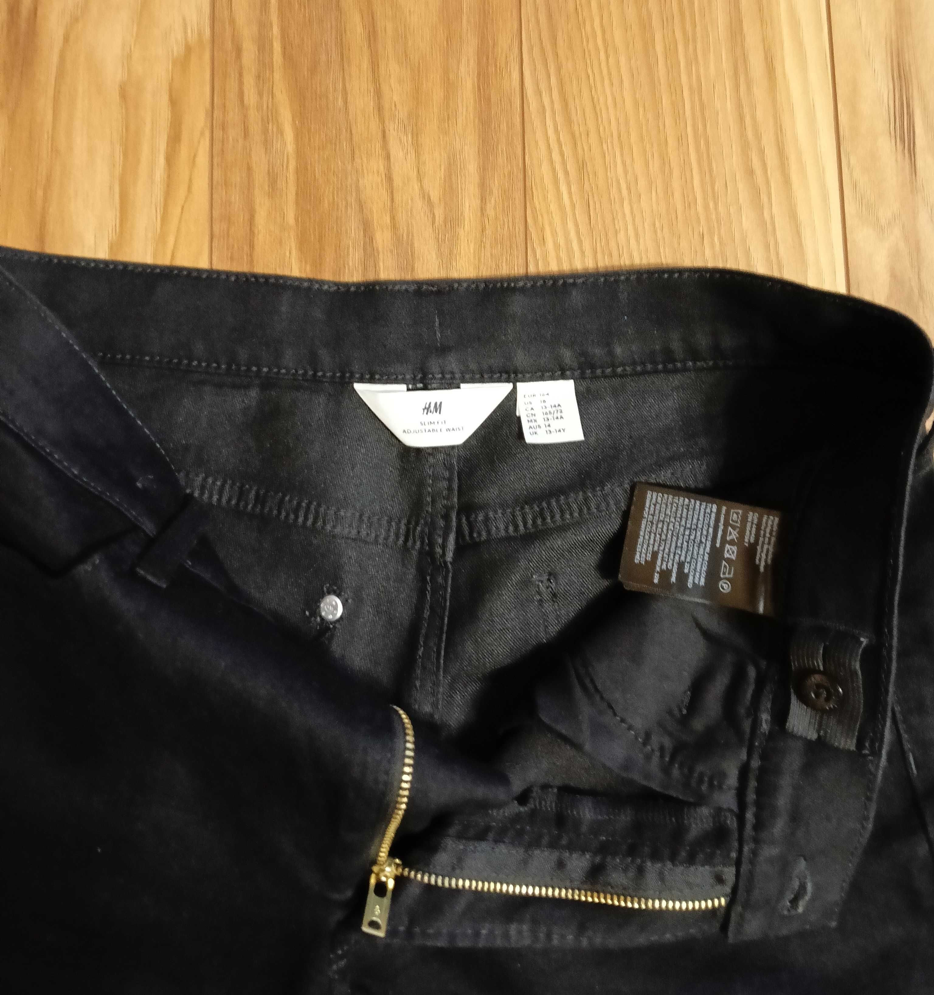 Spodnie H&M czarne dżinsowe r. 164