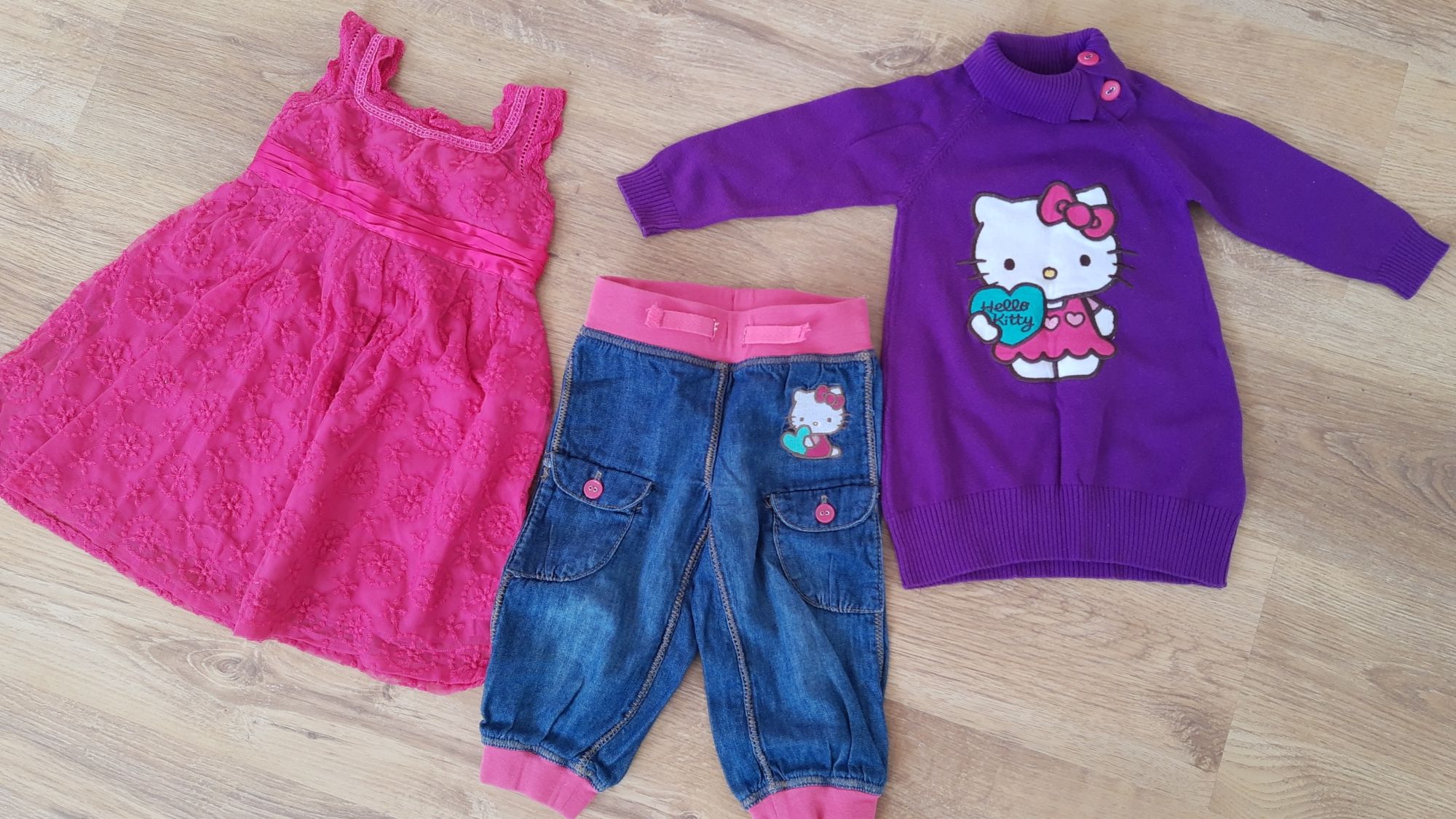 Zestaw ubrań rozm. 74 Hello Kitty C&A monsoon sukienka tunika spodnie