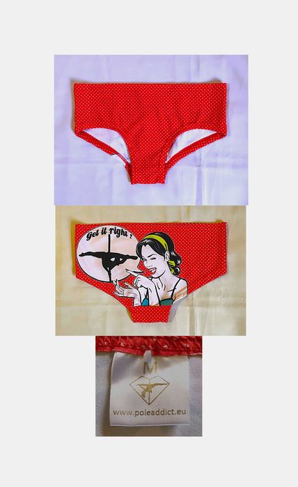 majtki do pole dance pole addict biodrówki czerwone komiks logo 38