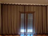 Cortinados em organza castanhos 6m.90cm.