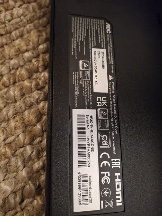 Monitor AOC  27 cali 27g2ae/bk