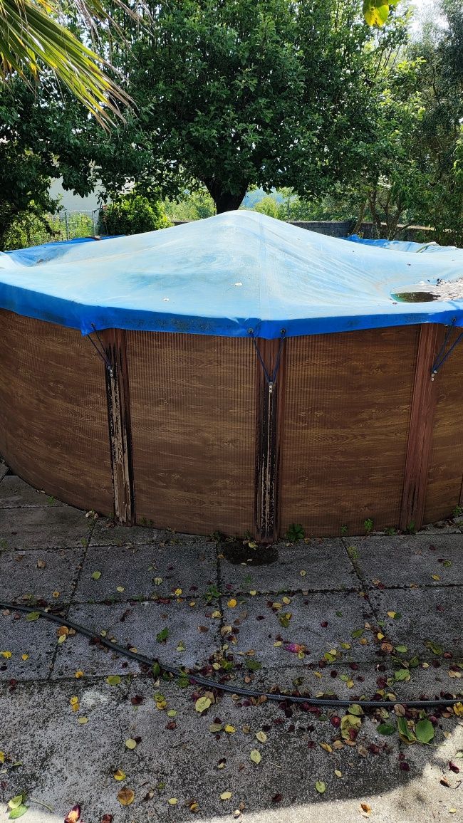 Piscina Aço Imitação Madeira 610x375x132