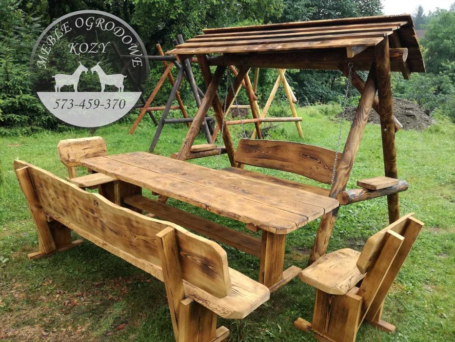 PROMKA! Drewniana huśtawka ogrodowa z grubych bali / Plac zabaw Stelaż