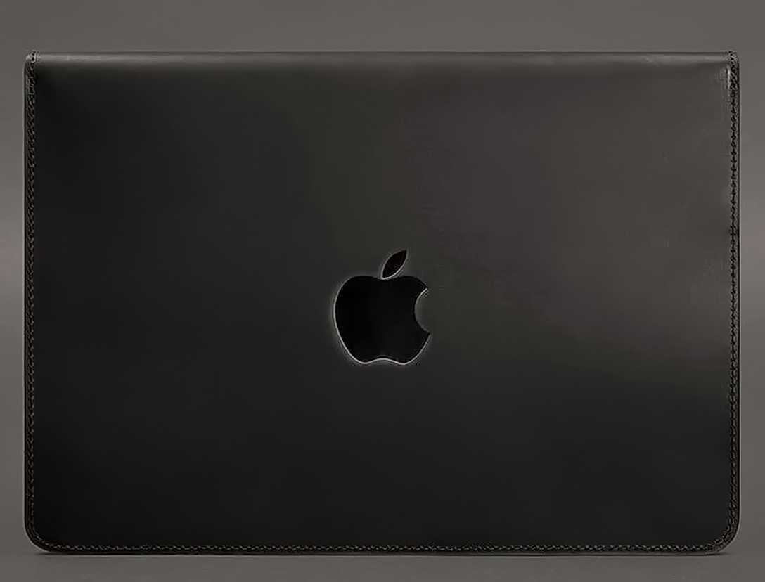 Шкіряний чорний чохол для MacBook 13, модель конверт, магнити