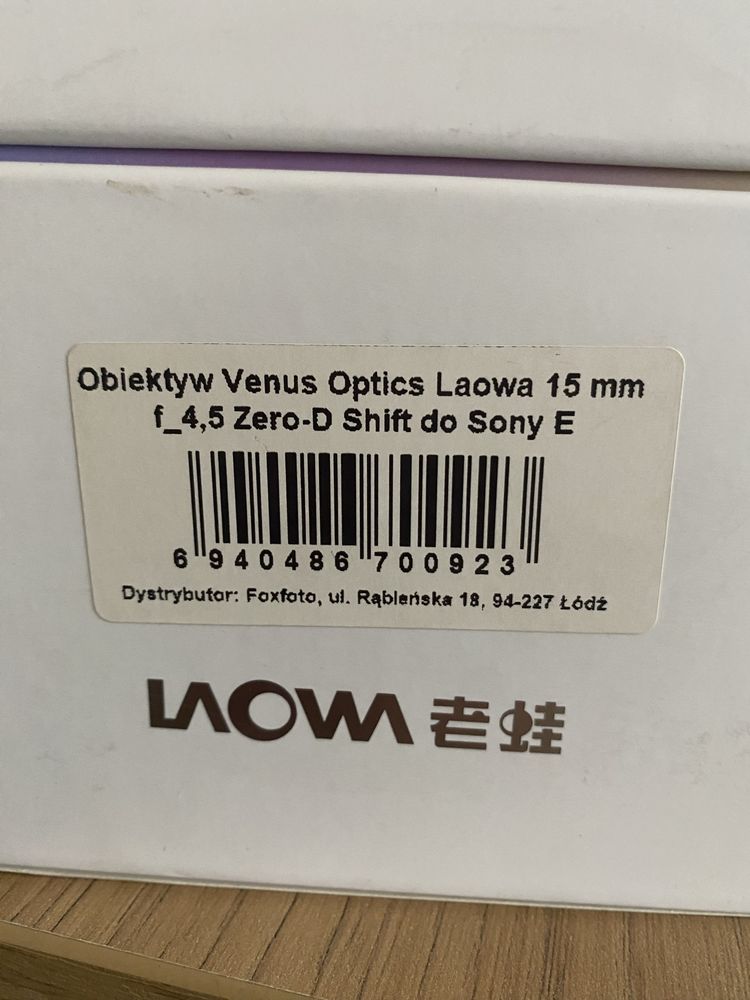 Obiektyw Venus Optics Laowa czarny 15mm f/4,5 Zero-D Shift Sony E