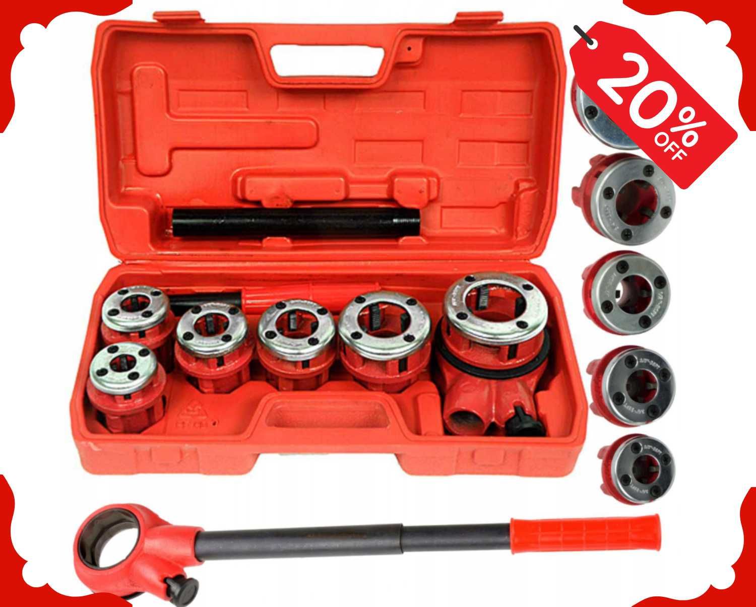 Nowa GWINTOWNICA Do Rur Hydrauliczna Narzynki Nasadki Zestaw XL (-20%)