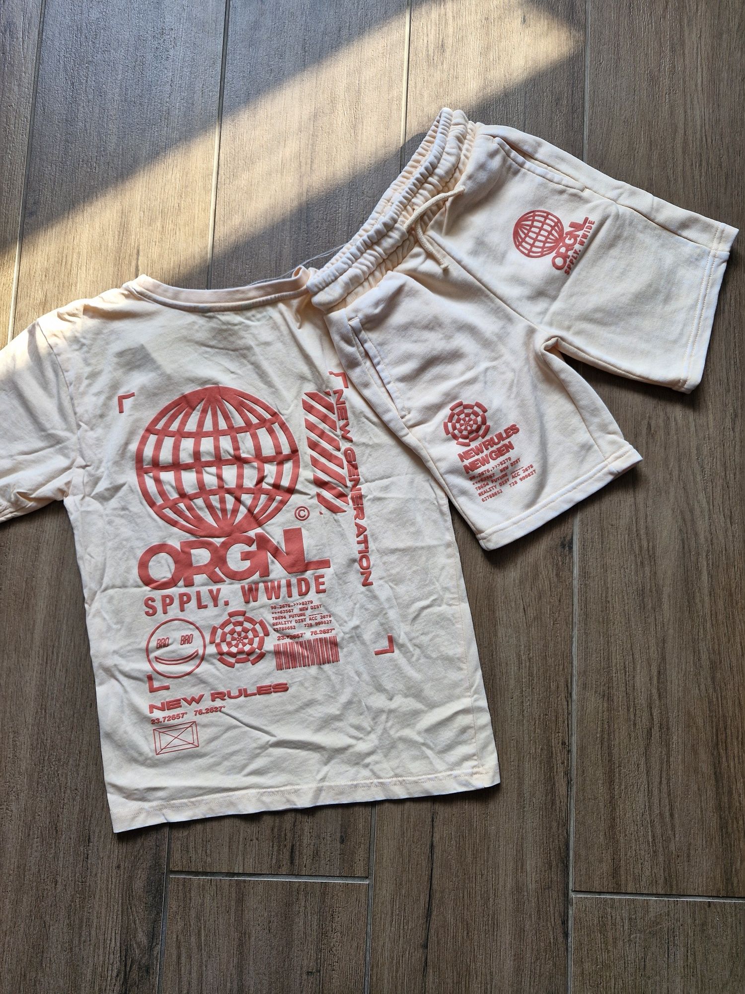 Zestaw sportowy ala Zara dresowe krótkie spodenki szorty t shirt bluzk