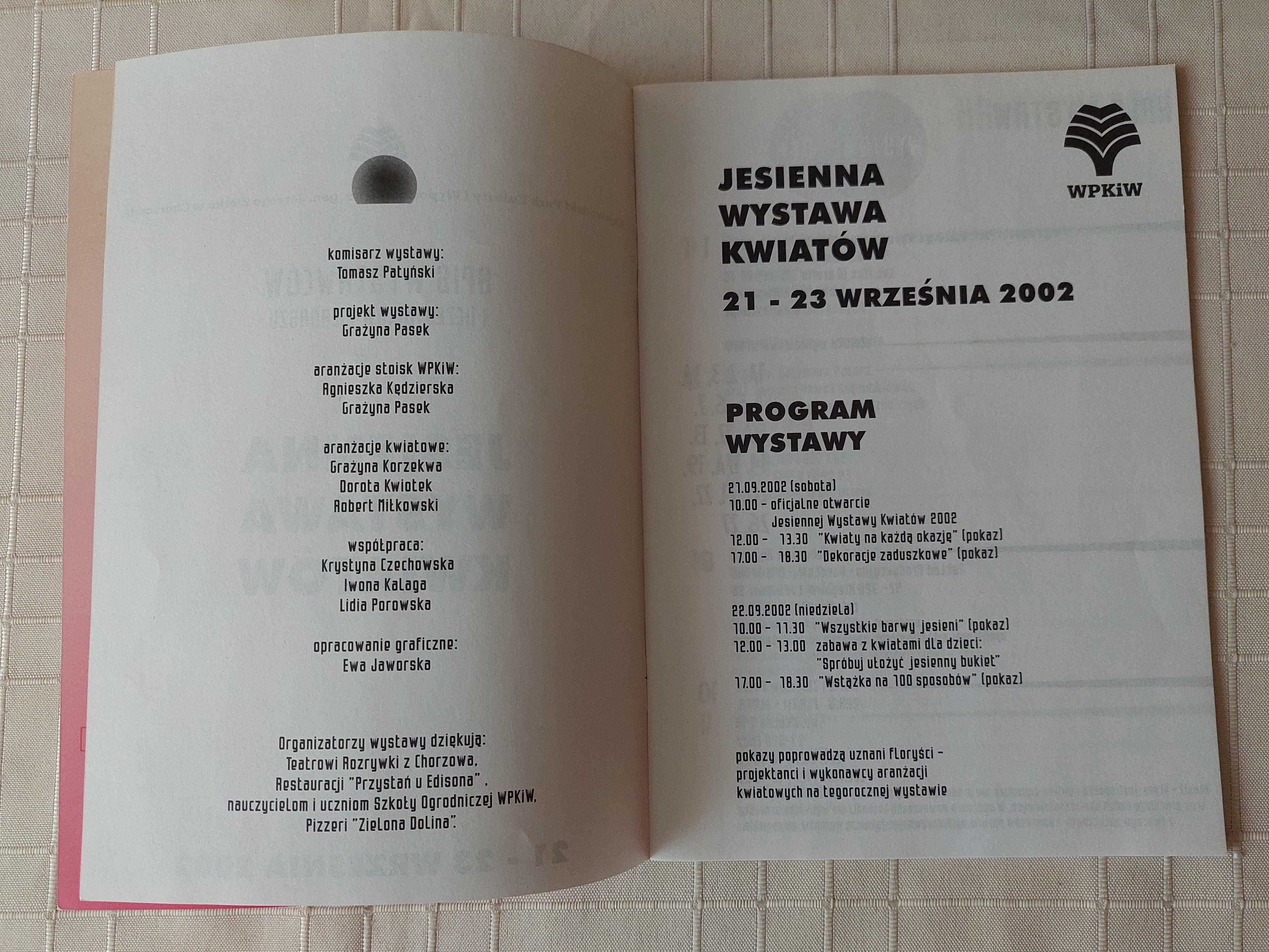 "Jesienna wystawa kwiatów" - WPKiW w Chorzowie (2002, broszura)