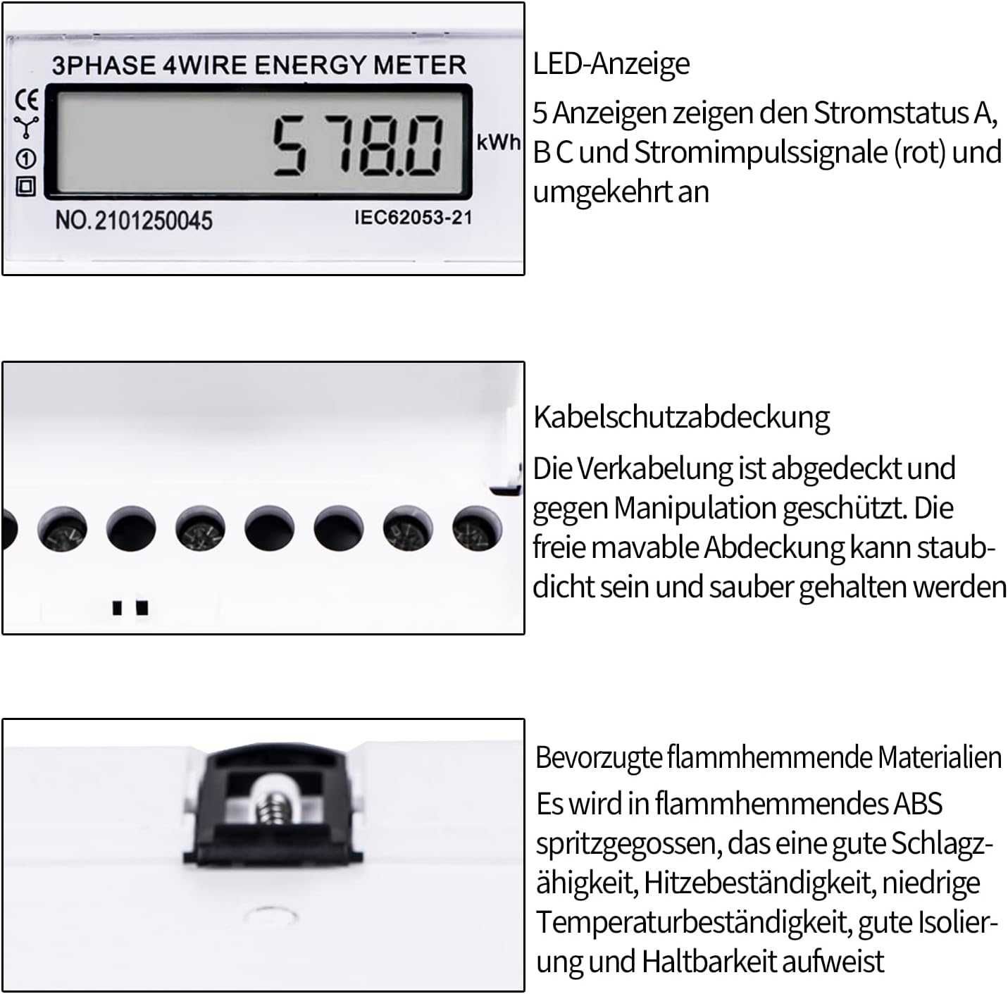 Cyfrowy trójfazowy miernik prądu MIRTHBUY z wyświetlaczem LCD 5-100A