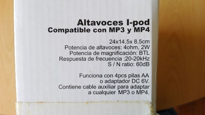 Coluna para iPod - Compatível com MP3 e MP4