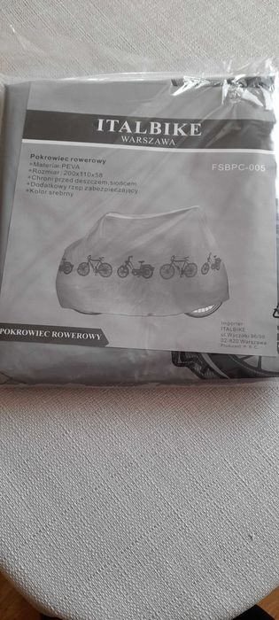 Pokrowiec rowerowy ITALBIKE – wodoodporny, srebrny, nowy!