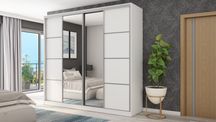 Szafa 4D/260 Meblast Biel z 2 Lustrami Okucia Premium Styl