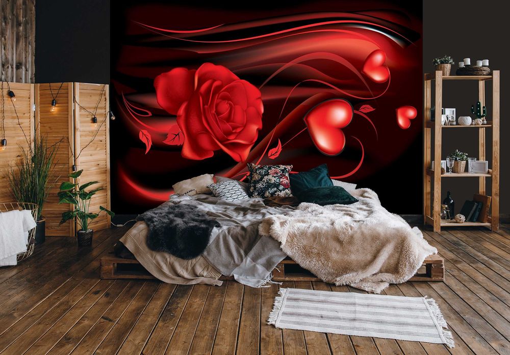Fototapeta Serce Róża Miłość Czerwień Na Ścianę 3D Twój Rozmiar + KLEJ