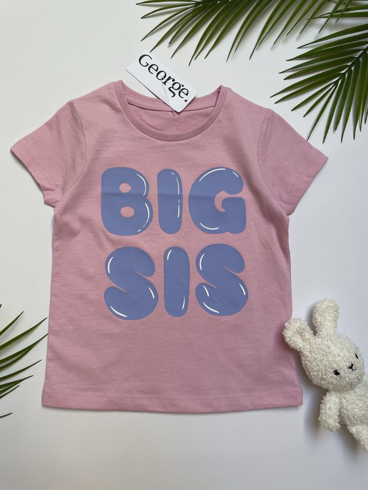 104-110 George bawełniana koszulka tshirt Big Sis starsza siostra