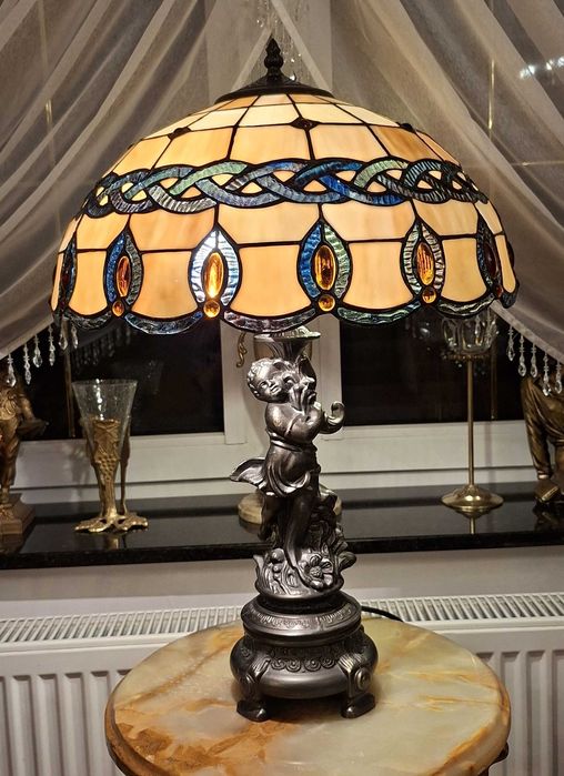 Piękna lampa witrażowa (Tiffany) wys.60cm,red.41cm- stan idealny