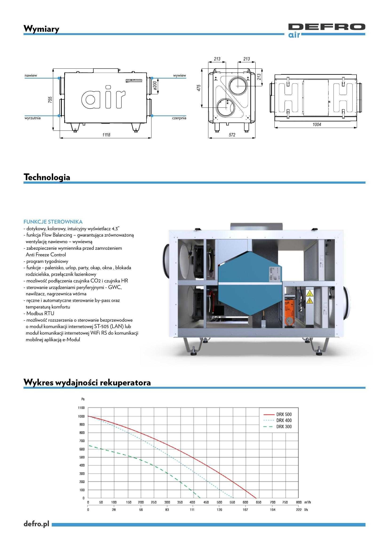 Rekuperator Defro DRX 400 H