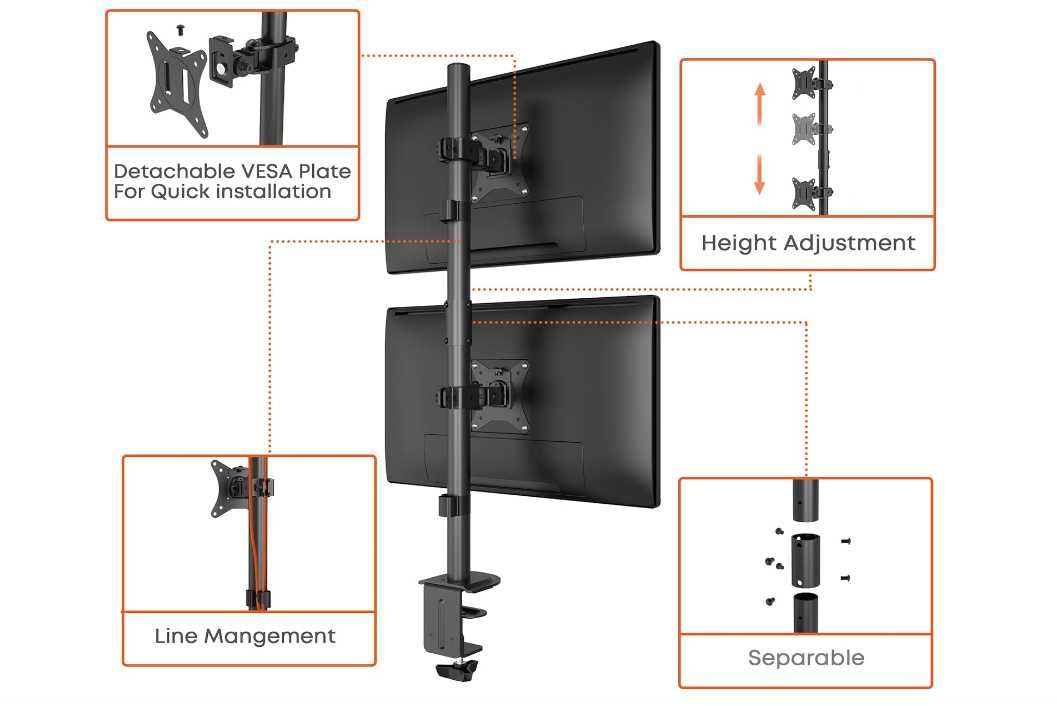 WORLDLIFT  uchwyt do 2 monitorów do 32 cali i 9kg
