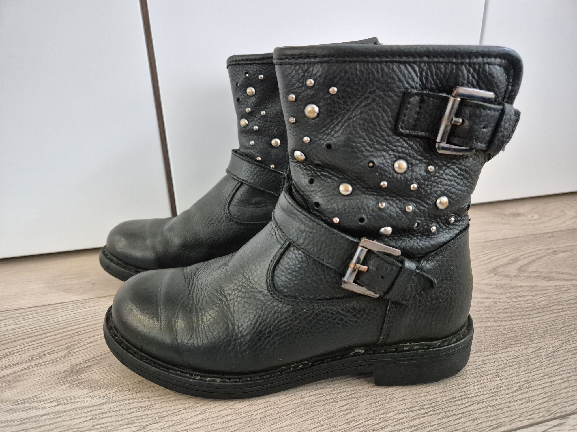 Kozaki botki Lasocki zimowe skórzane r. 32 czarne buty skóra sztyblety