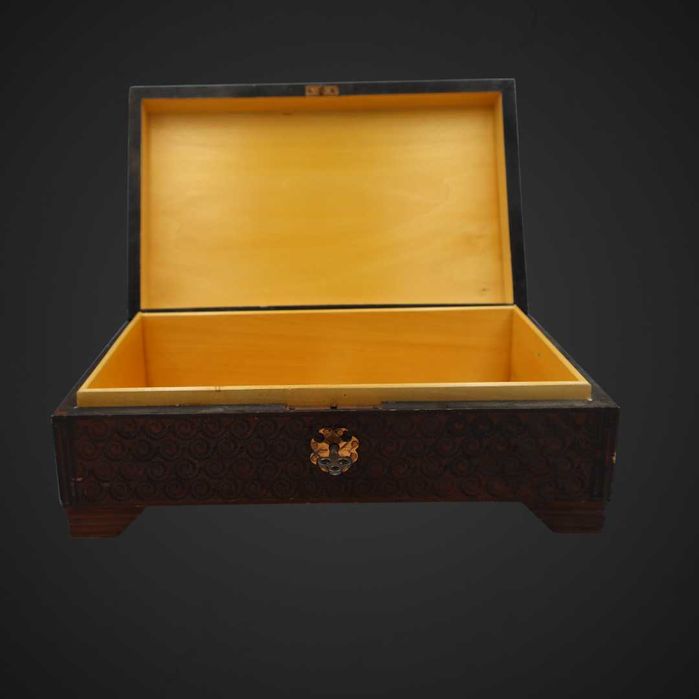 Szkatułka drewniana okuta blacha miedzianą B5/062975