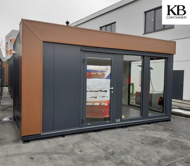 Ładny przeszklony kontener biurowy / Kontener socjalny 6,0 x 3,0 m
