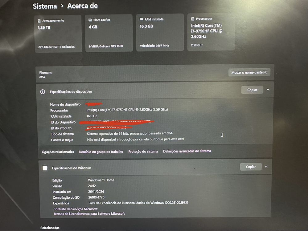 Lenovo Legion Gaming i7 9750HF GTX 1650 16gb Ram portatil laptop