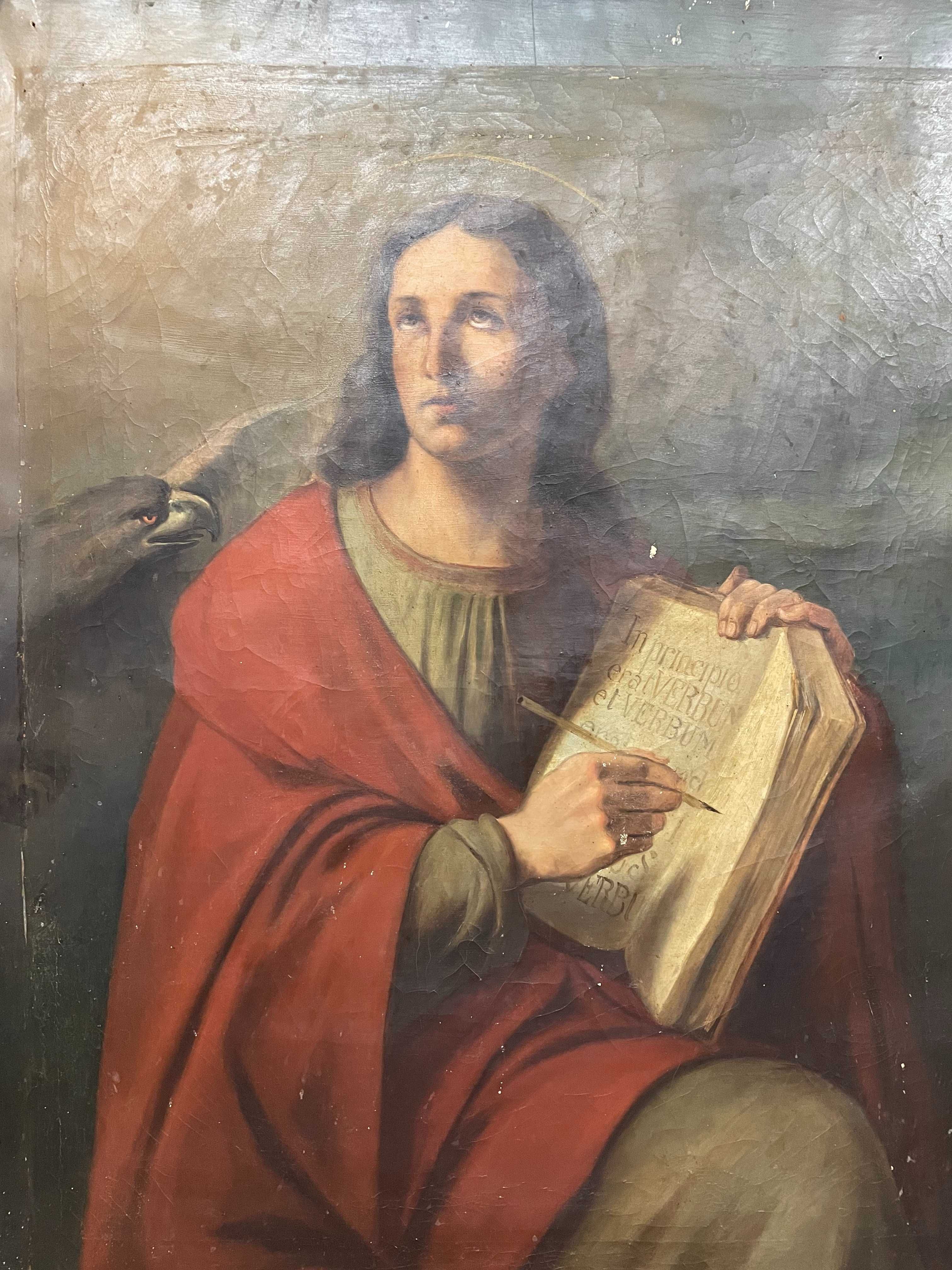 Obraz olejny z XVIII wieku - Św. Jan Apostoł piszący Ewangelię