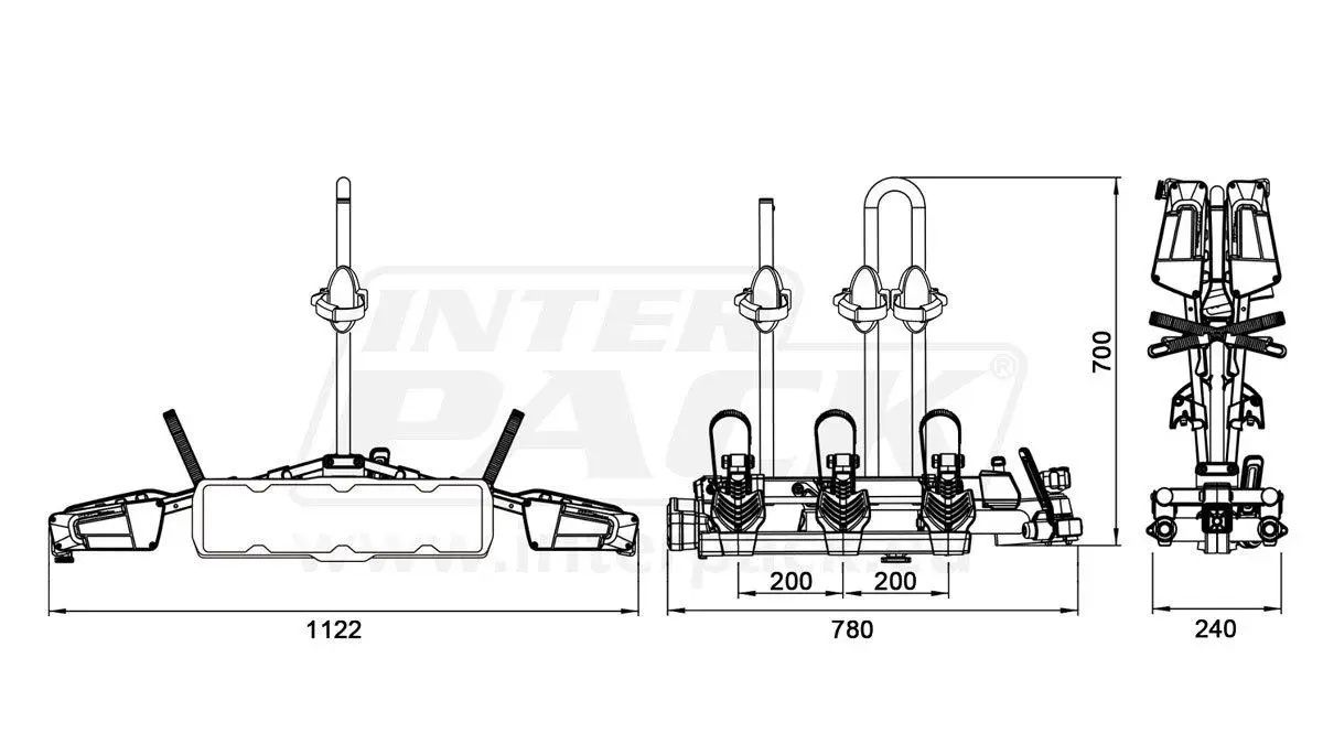 Платформа для перевезення 3х  велосипедів, релінги Inter Pack