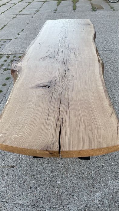 Stół dębowy, monolit z naturalną krawędzią 276x90