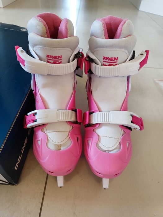 Rolki Łyżwy Wrotki 4w1, regulowane, rozmiar 29-32, różowe