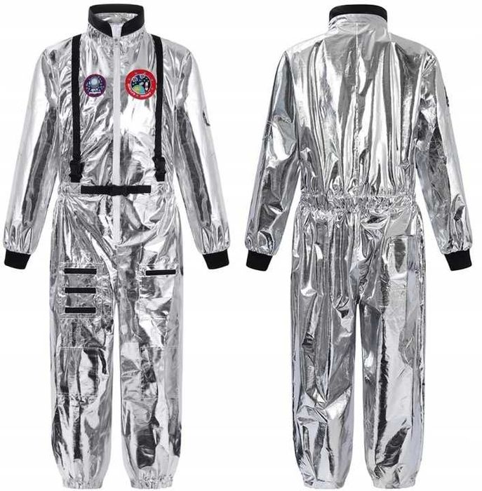 Kostium przebranie męskie M Astronauta Srebrne dla dorosłych + kask