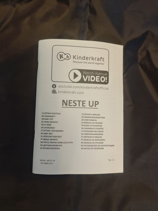 Szare łóżeczko łóżko dostawne dostawka Kinderkraft Neste Up